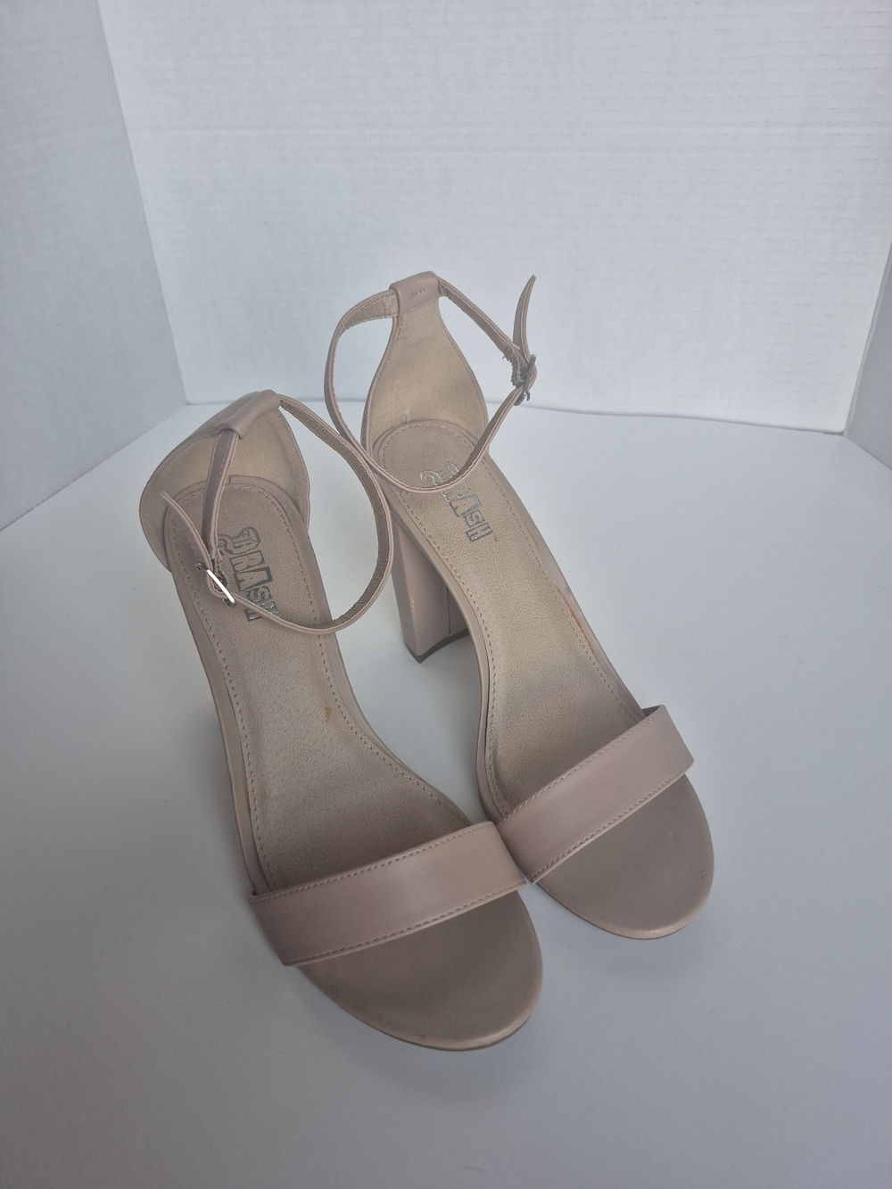 Brash Nude Ankle-Strap Block Heels